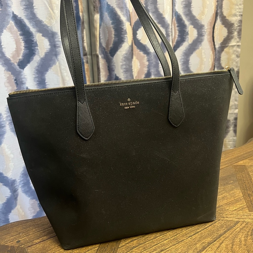 Kate Spade Black Glitter Structured Tote